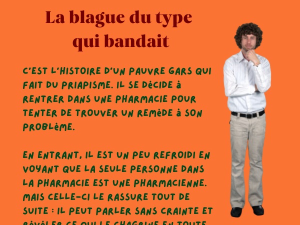 blague maladies, blague sexe, blague pharmacienne, blague érection, blague priapisme, blague prostitution, blague remède, humour drôle