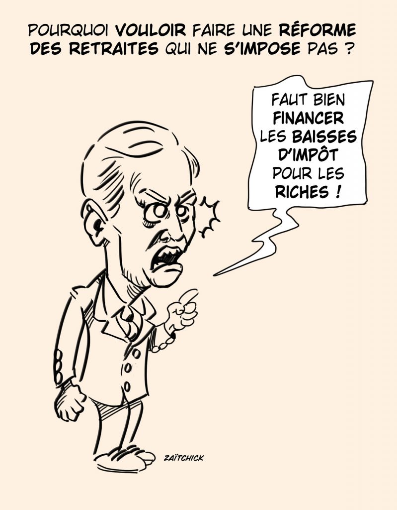 dessin presse humour Bruno Le Maire image drôle justification réforme retraites