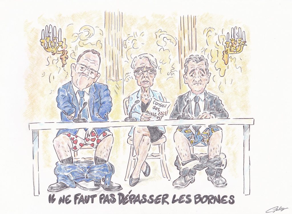 dessin presse humour gouvernement Borne Damien Abad image drôle Gérald Darmanin accusation viols