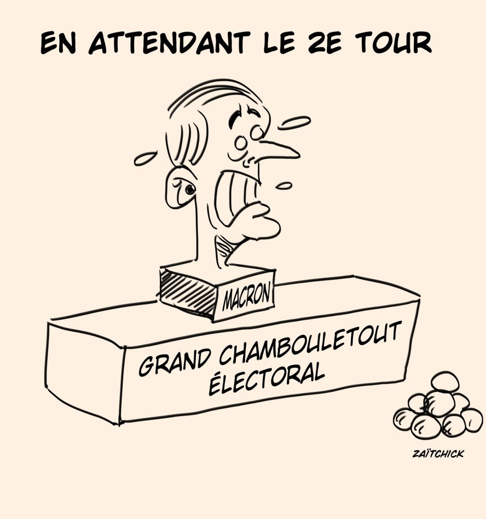 dessin presse humour législatives 2022 deuxième tour image drôle Emmanuel Macron