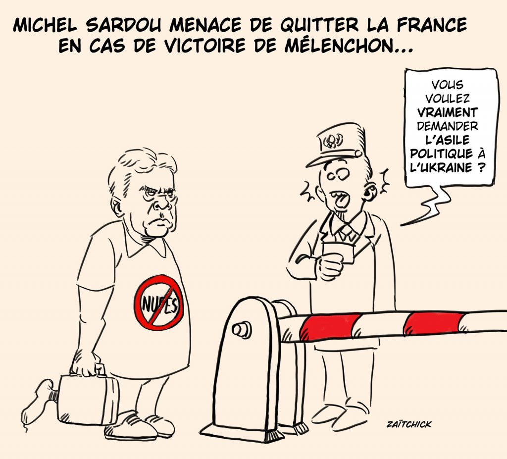 dessin presse humour Jean-Luc Mélenchon Nupes image drôle Michel Sardou menace législatives 2022