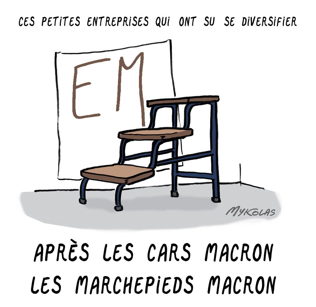 dessin presse humour LREM cars Macron image drôle marchepieds