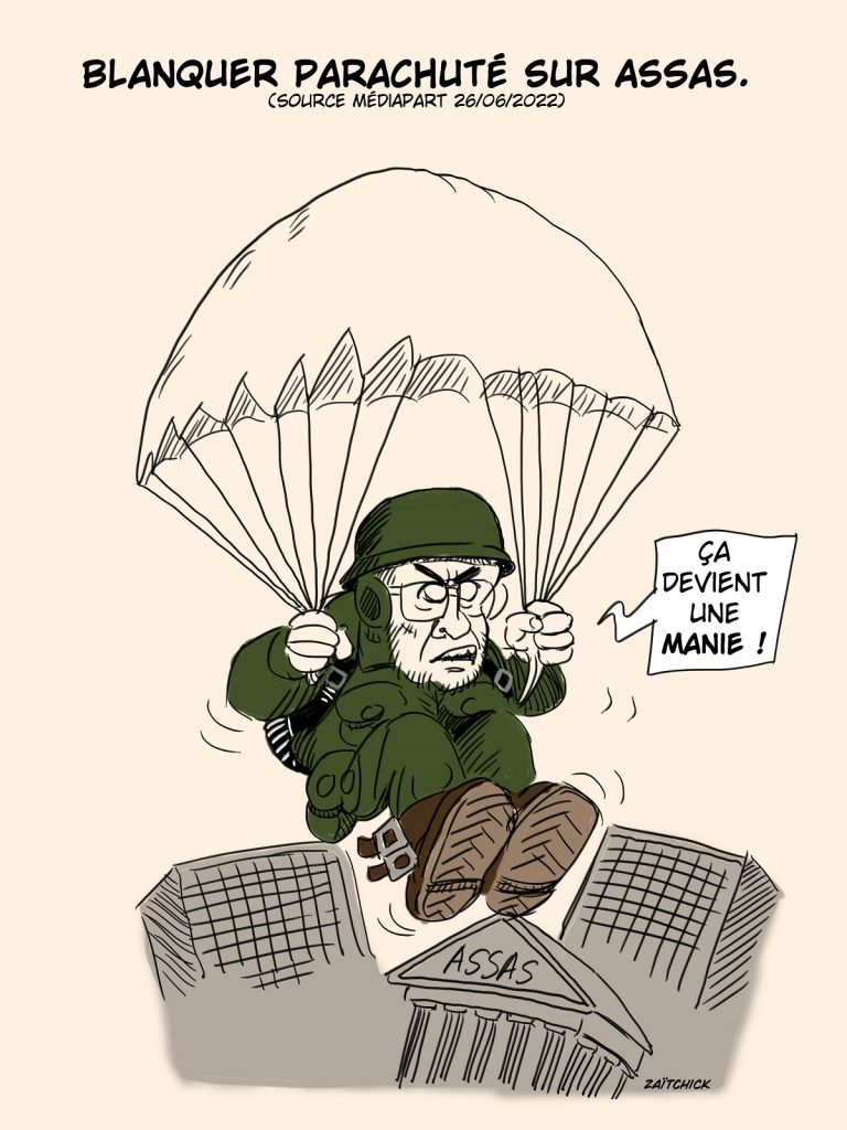 dessin presse humour Jean-Michel Blanquer image drôle parachutage université Assas