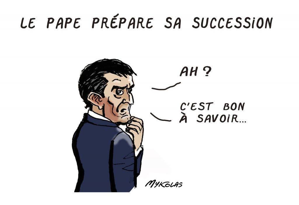 dessin presse humour Manuel Valls défaite législatives 2022 image drôle succession Pape