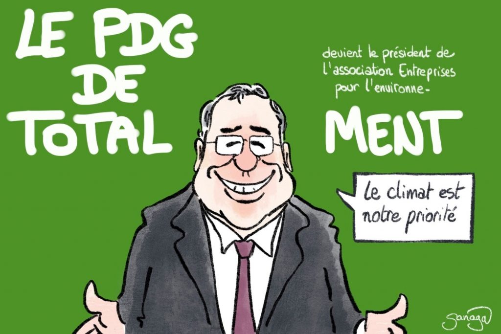 dessin presse humour Patrick Pouyanné PDG Total image drôle entreprises environnement