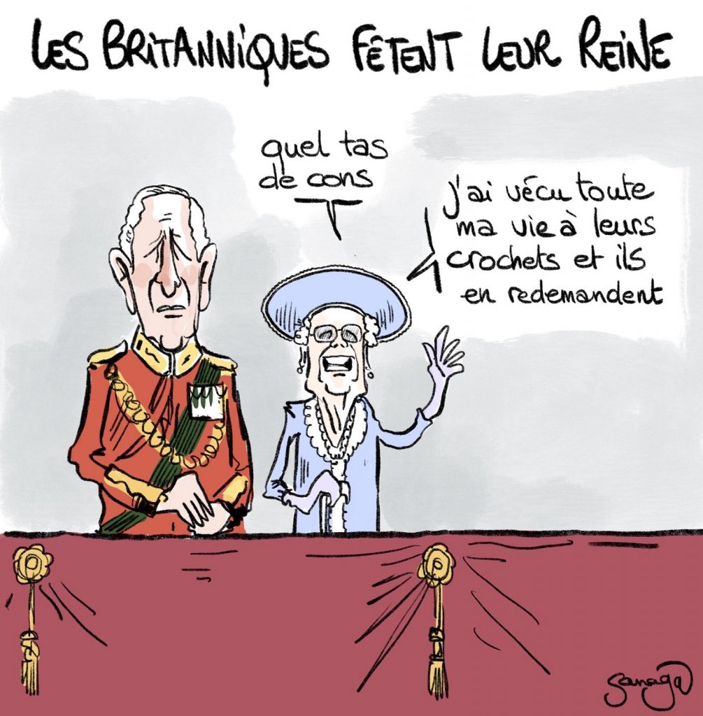 dessin presse humour Charles de Galles image drôle Élisabeth II jubilé de la Reine