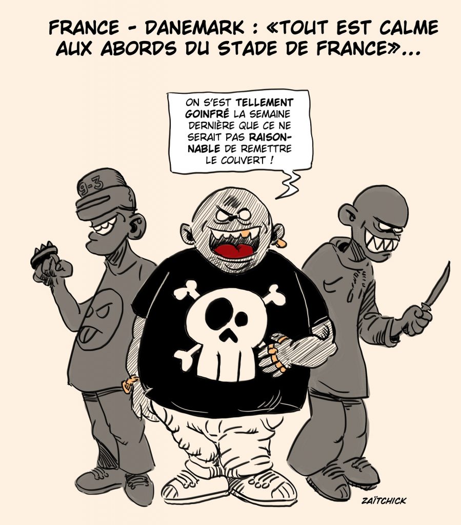 dessin presse humour Stade de France image drôle France-Danemark