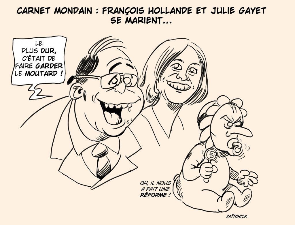 dessin presse humour François Hollande mariage image drôle Julie Gayet