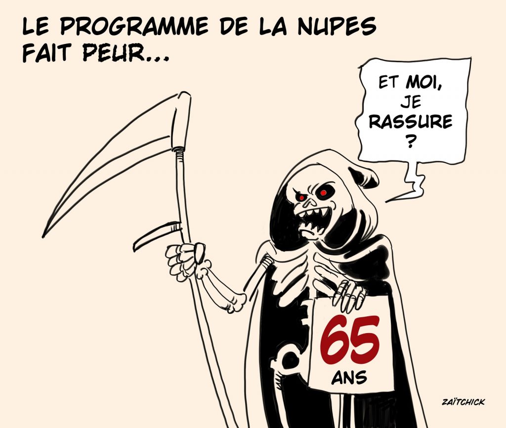 dessin presse humour programme Nupes image drôle réforme retraite