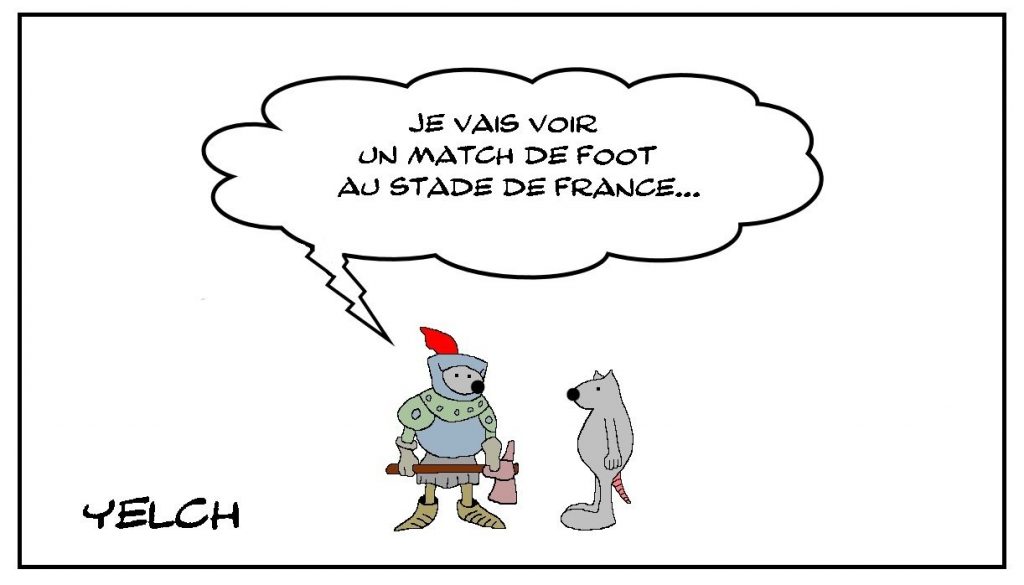 dessins humour émeutes Stade de France image drôle délinquance armure