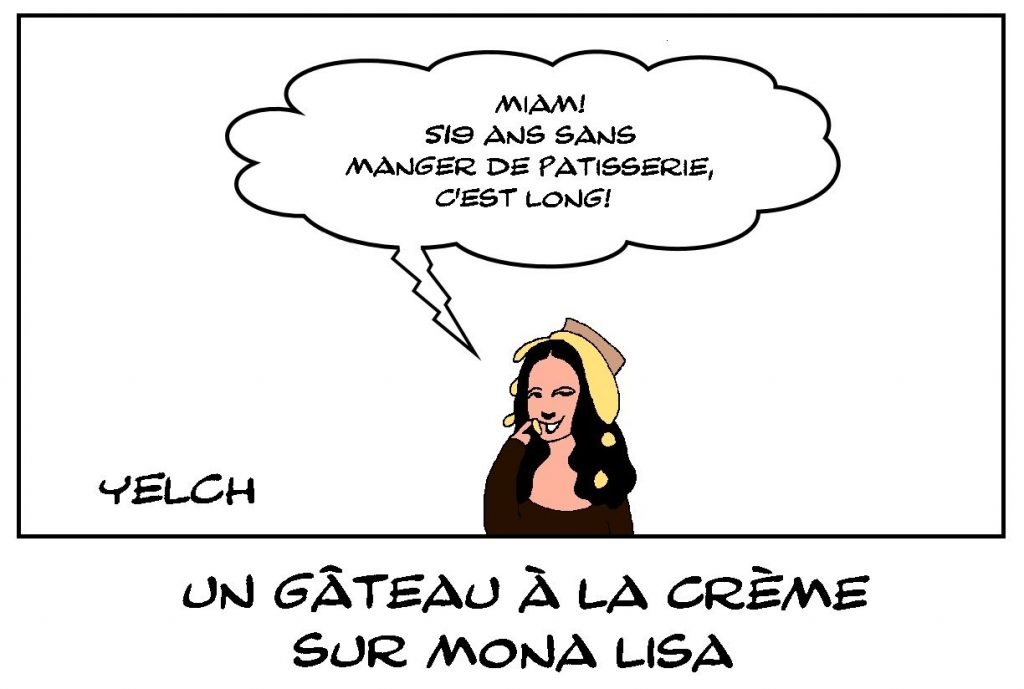 dessins humour jet de gâteau image drôle Mona Lisa Joconde