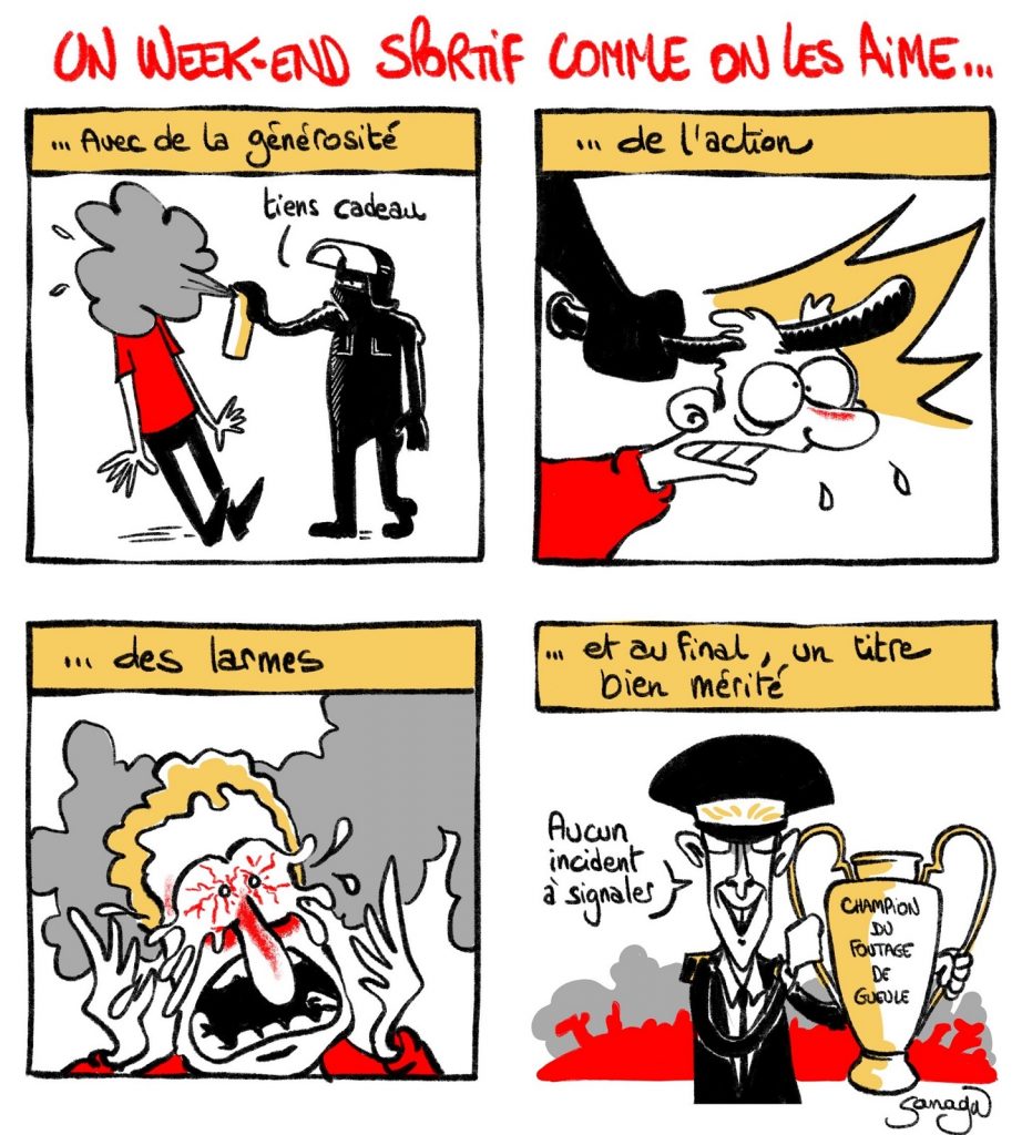 dessin presse humour émeutes Stade de France image drôle préfet Lallement mensonges