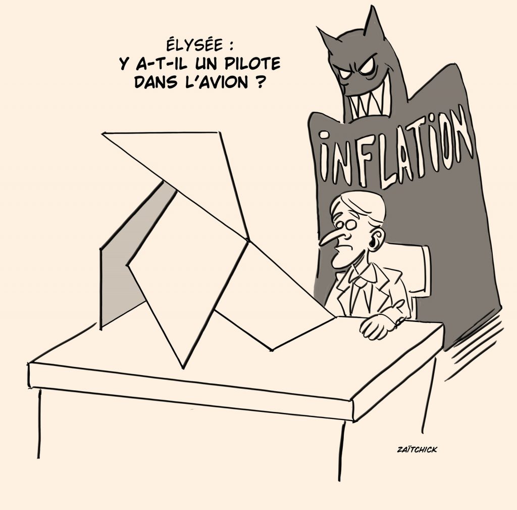 dessin presse humour Emmanuel Macron image drôle Élysée inflation