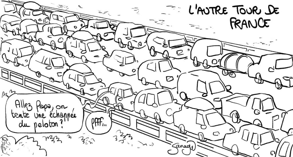 dessin presse humour Tour de France image drôle bouchons route vacances