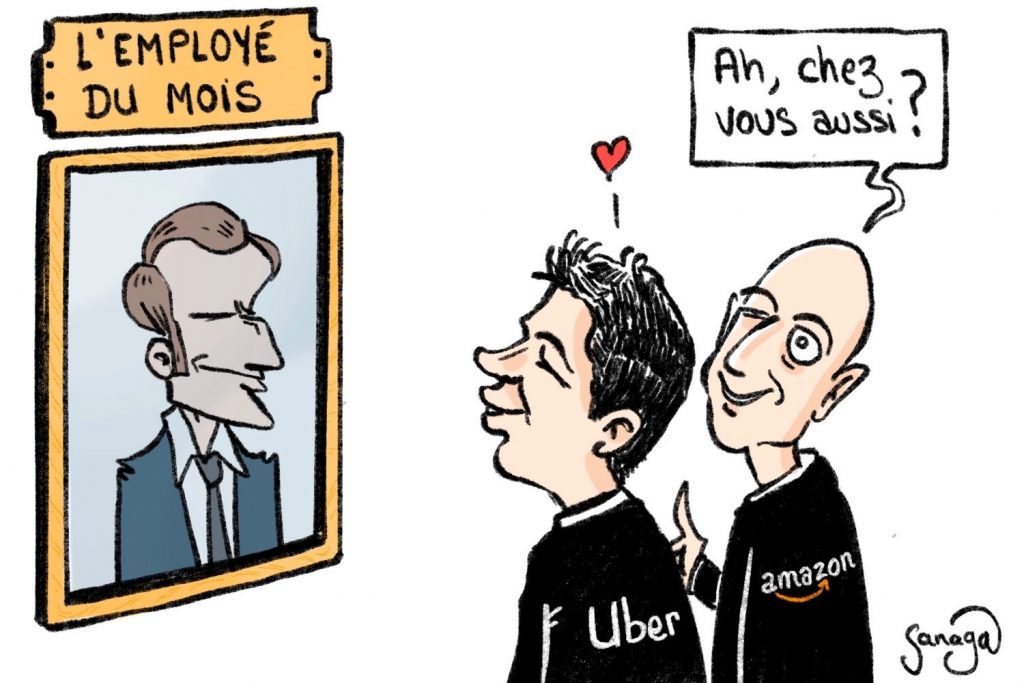 dessin presse humour Emmanuel Macron image drôle scandale Uber Files