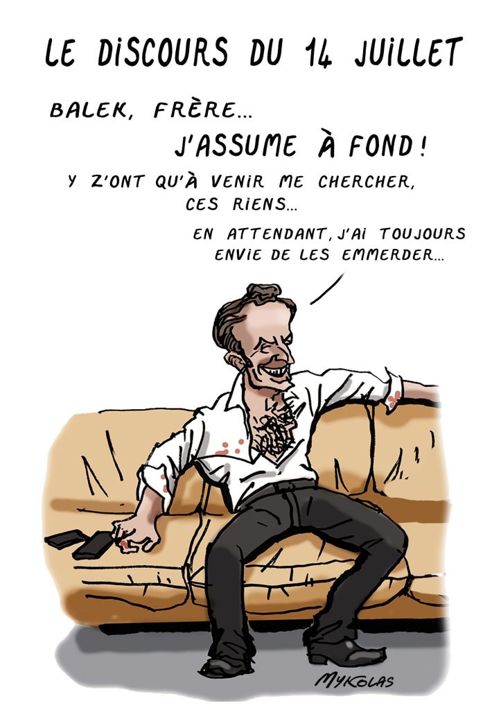 dessin presse humour Emmanuel Macron image drôle discours 14 juillet