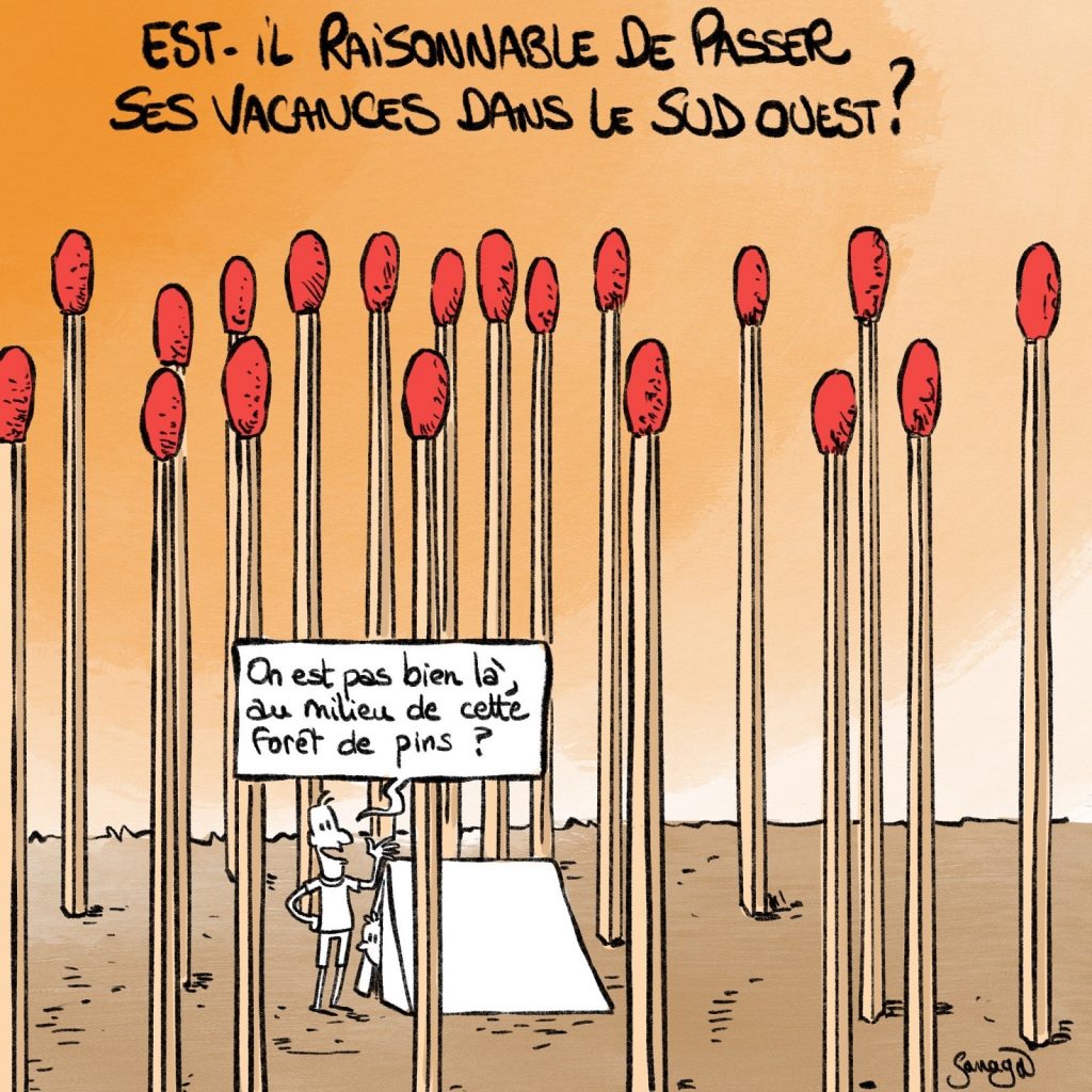 dessin presse humour incendies Sud-Ouest image drôle vacances