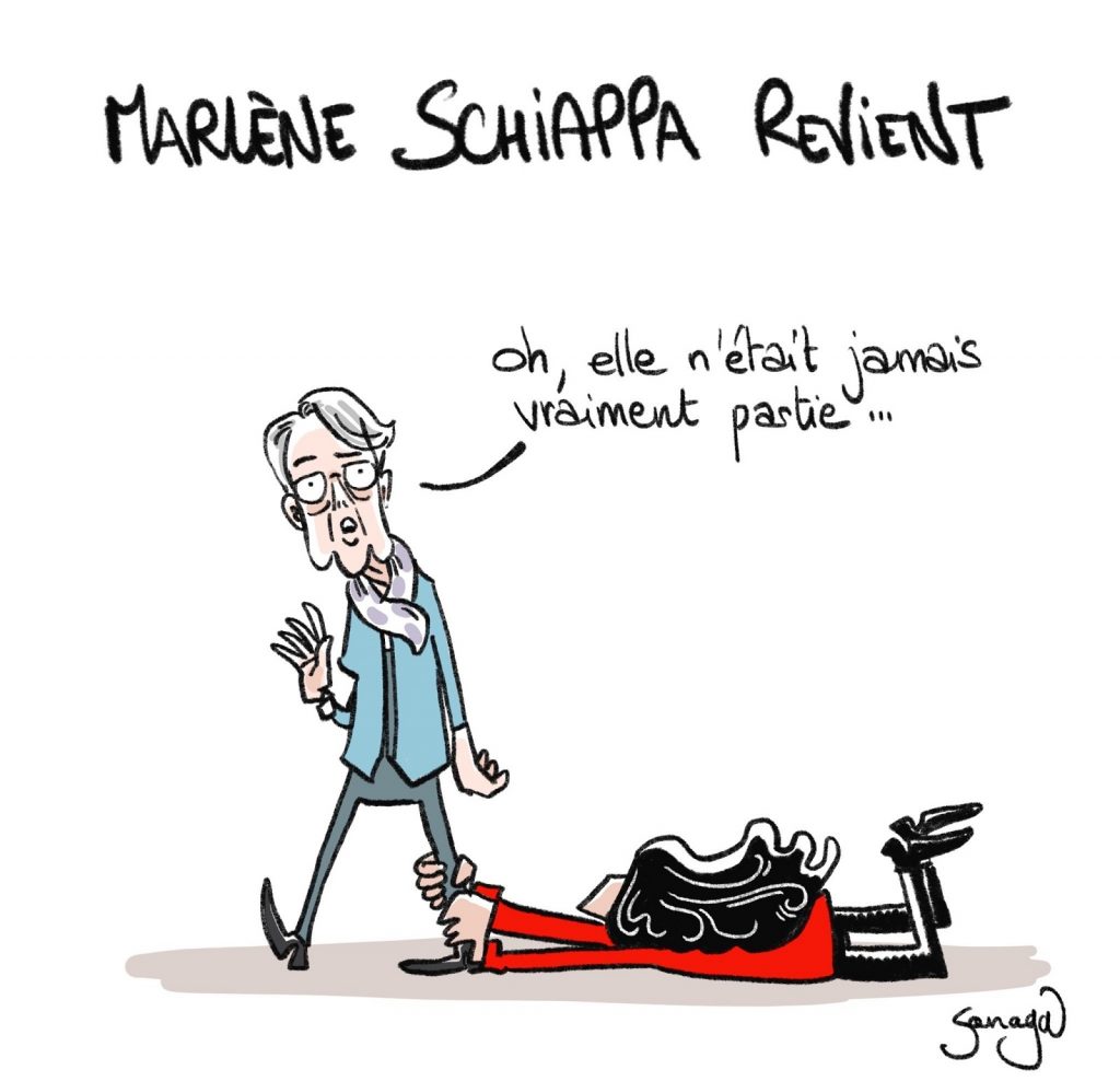 dessin presse humour gouvernement Élisabeth Borne image drôle Marlène Schiappa