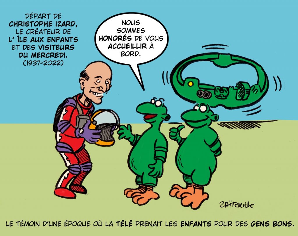 dessin presse humour décès Christophe Izard image drôle île aux enfants