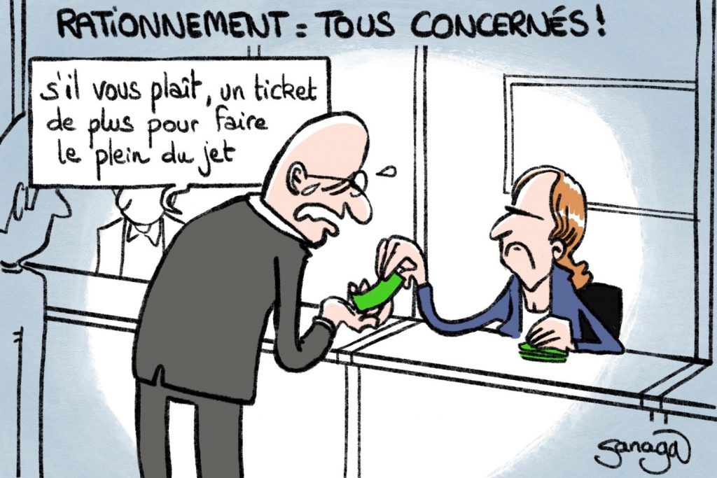 dessin presse humour rationnement image drôle jet privé