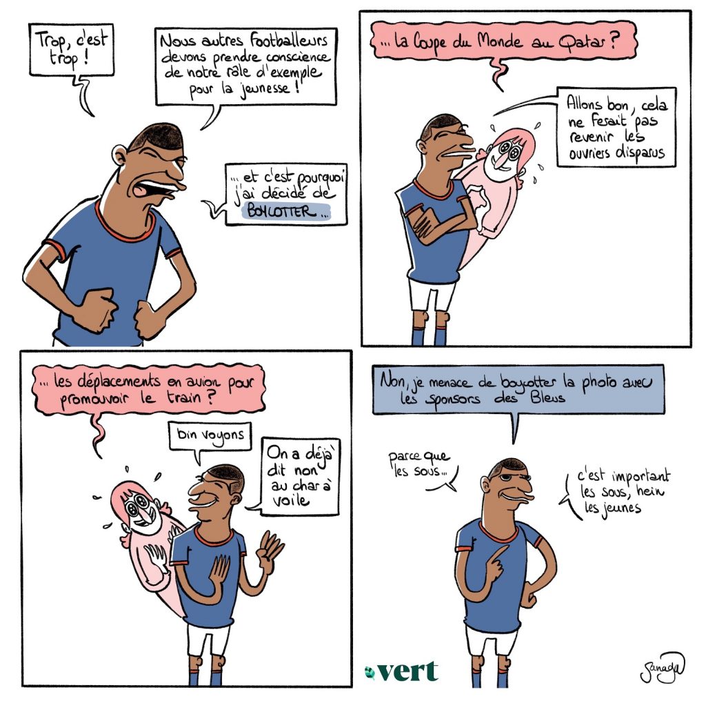 dessin presse humour footballeurs image drôle boycott écologie