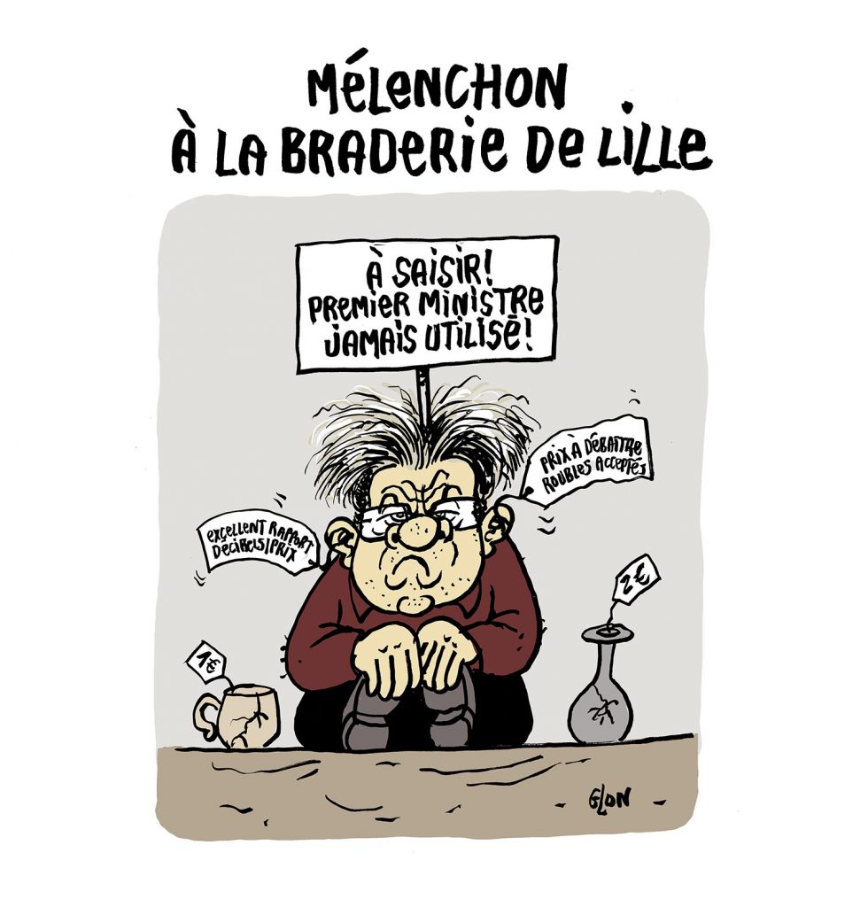 dessin presse humour Jean-Luc Mélenchon image drôle braderie de Lille