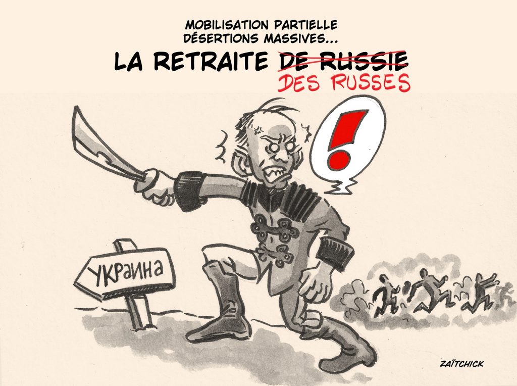 dessin presse humour Vladimir Poutine image drôle mobilisation partielle Russie