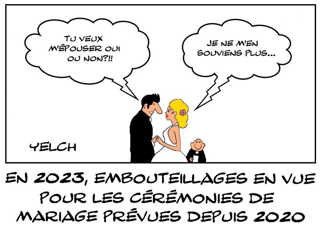 dessins humour embouteillage image drôle cérémonie mariage 2023