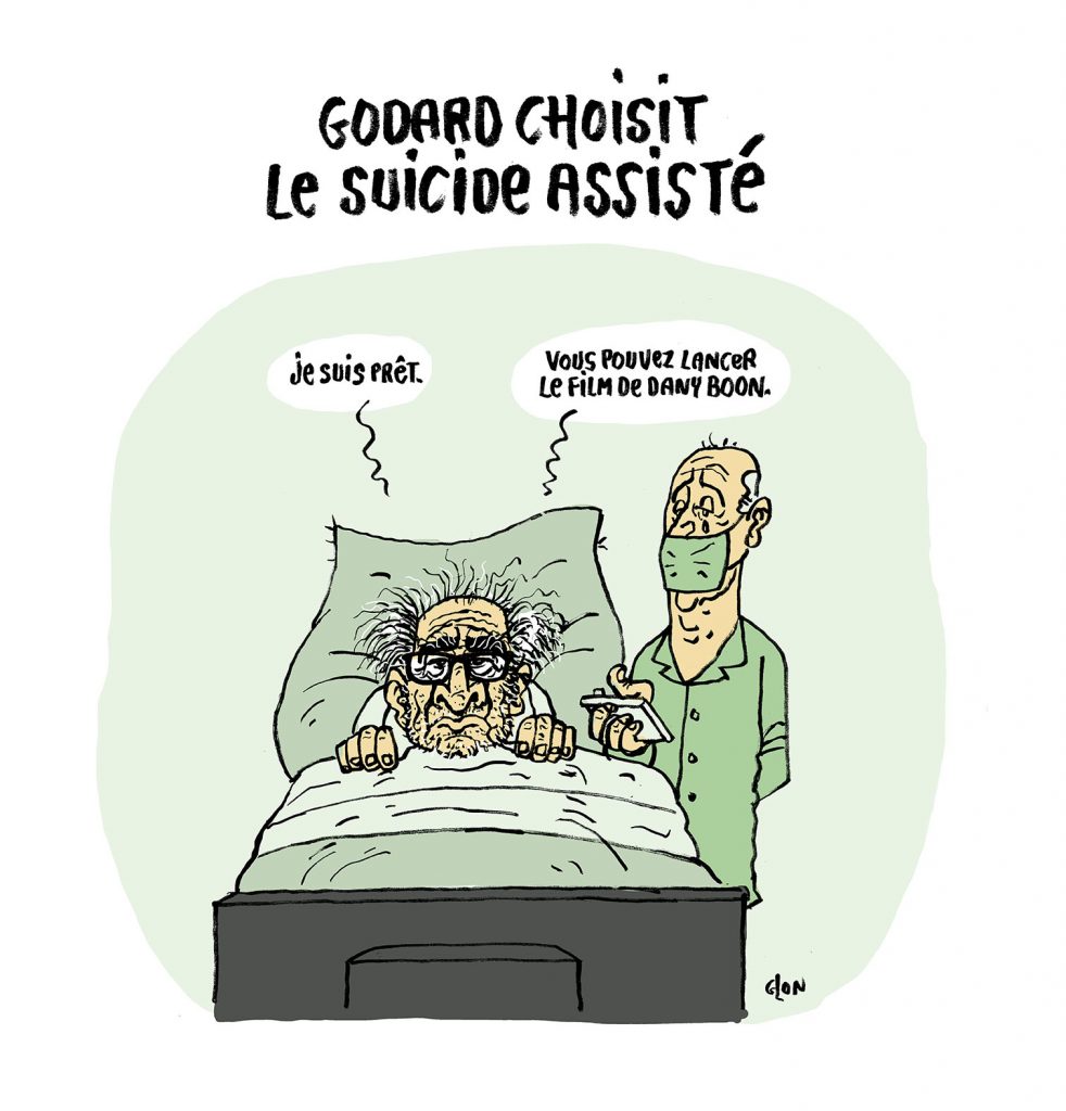 dessin presse humour décès Jean-Luc Godard image drôle suicide assisté Dany Boon
