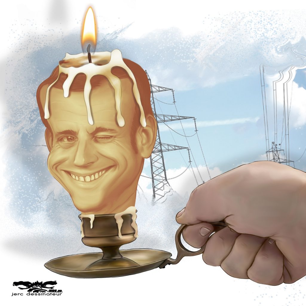 dessin presse humour Emmanuel Macron image drôle manque électricité