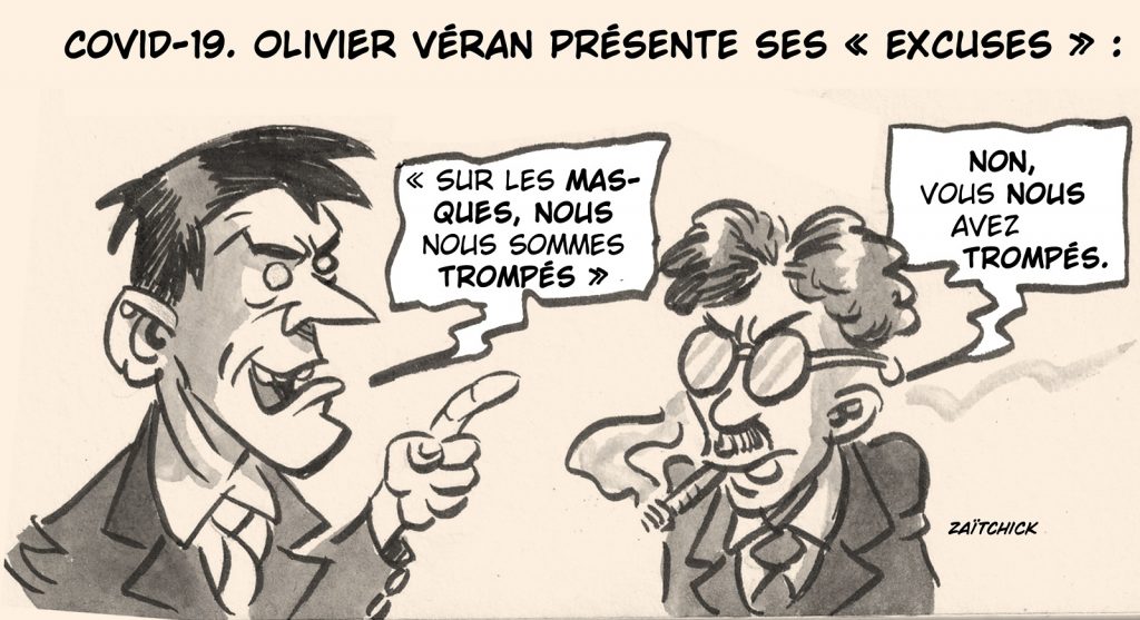 dessin presse humour Olivier Véran image drôle coronavirus masques
