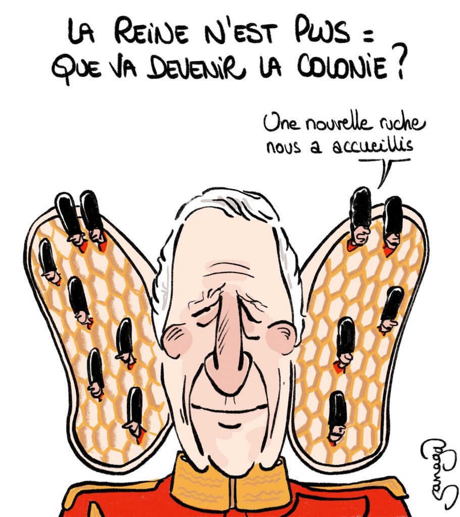 dessin presse humour décès Élizabeth II image drôle Commonwealth Charles III