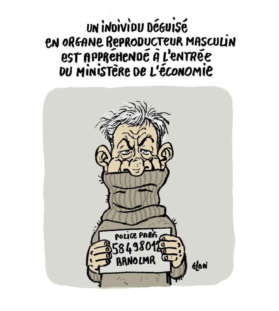 dessin presse humour Bruno Le Maire image drôle col roulé
