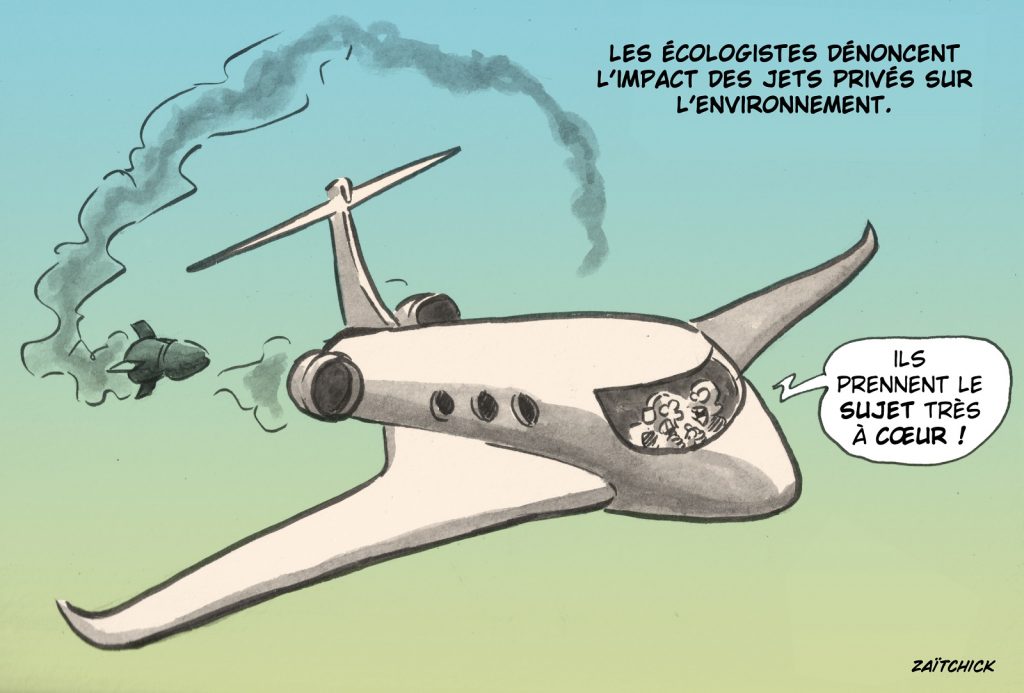 dessin presse humour pollution image drôle jets privés