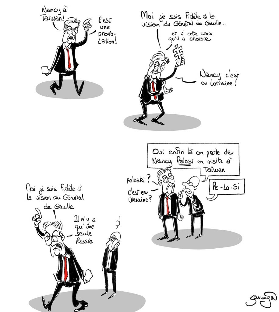 dessin presse humour Jean-Luc Mélenchon image drôle Nancy Pelosi Taïwan