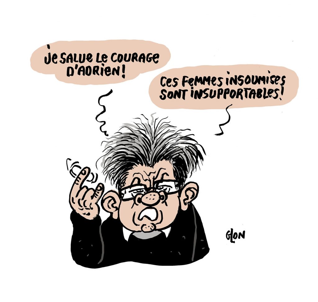 dessin presse humour Jean-Luc Mélenchon image drôle violence conjugale Adrien Quatennens