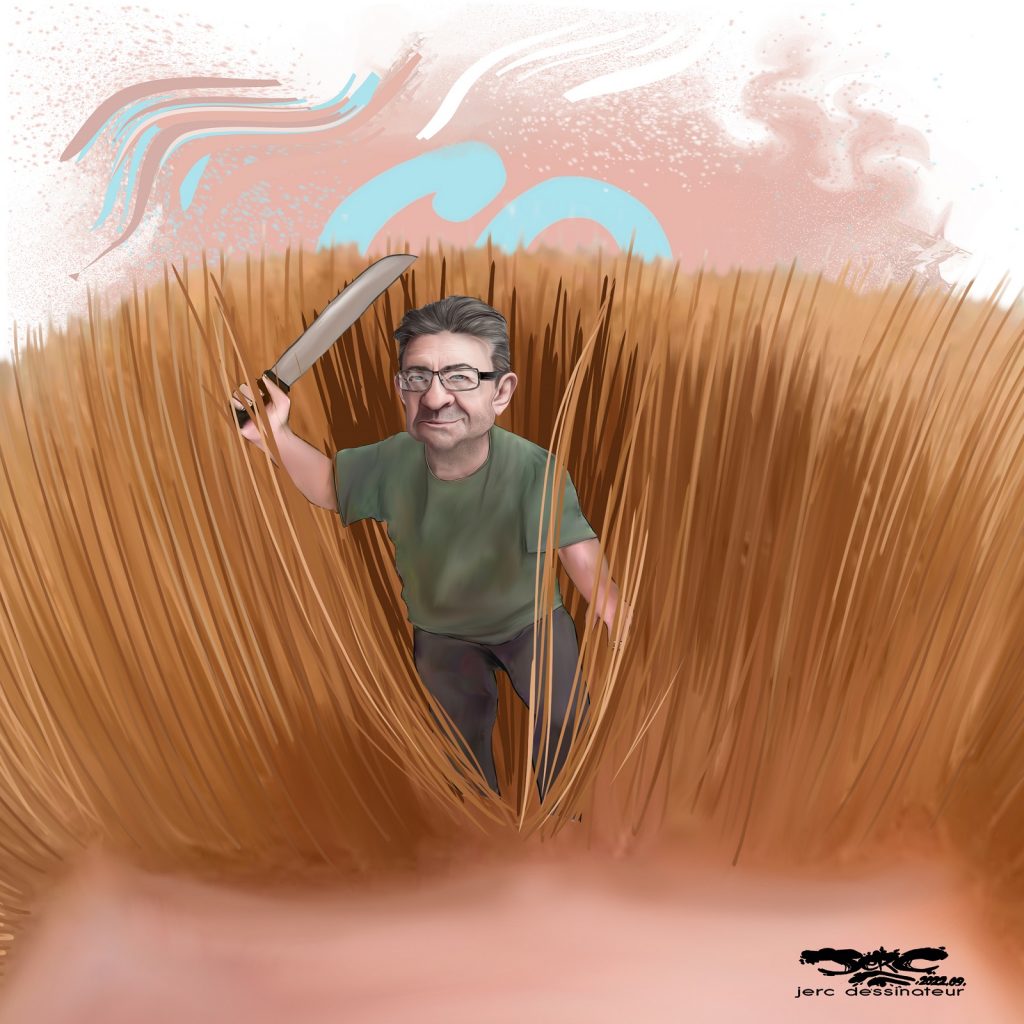 dessin presse humour Jean-Luc Mélenchon image drôle violence conjugale Adrien Quatennens