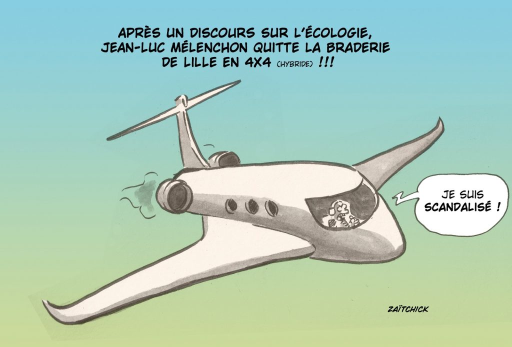 dessin presse humour Jean-Luc Mélenchon 4x4 image drôle braderie Lille
