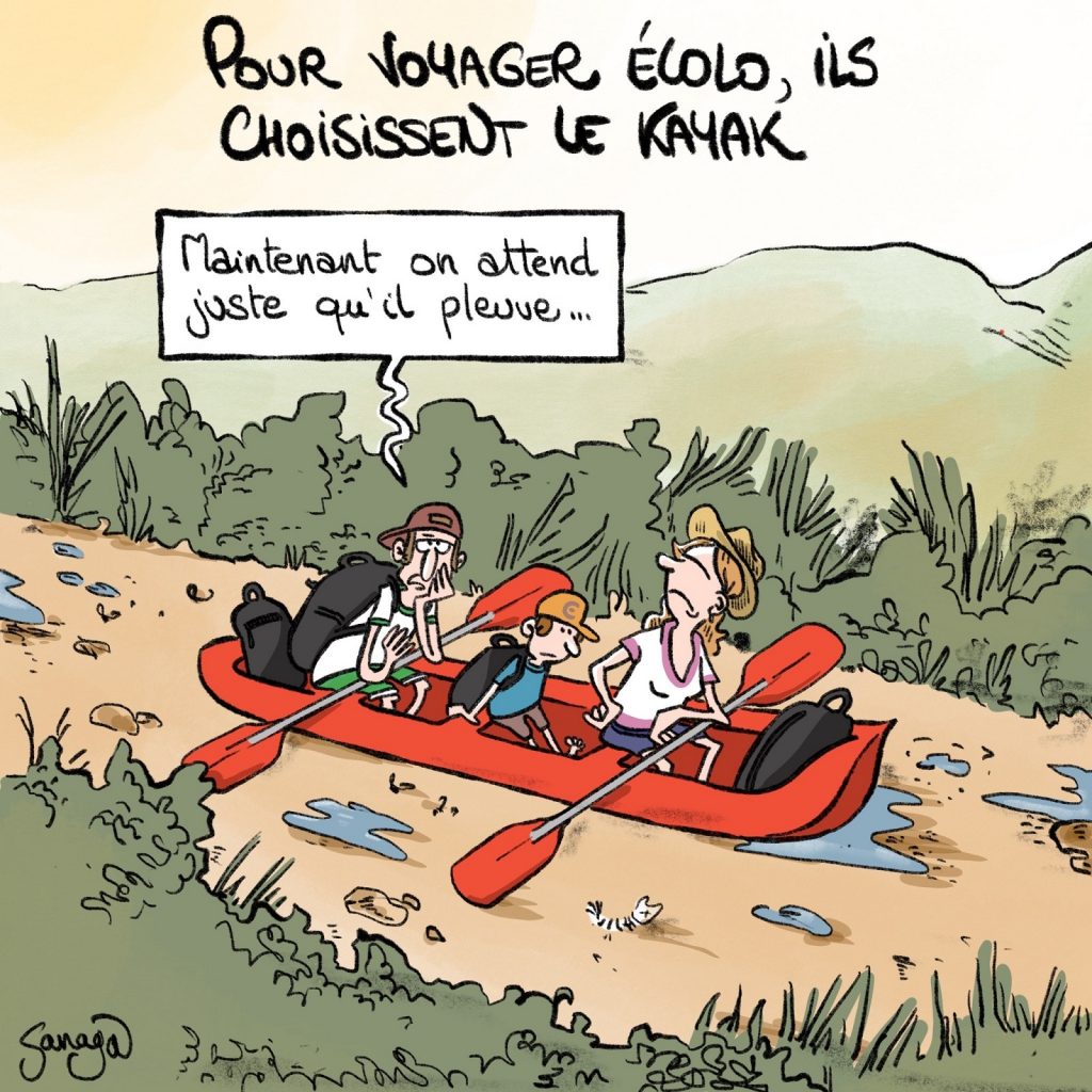 dessin presse humour sécheresse image drôle kayak