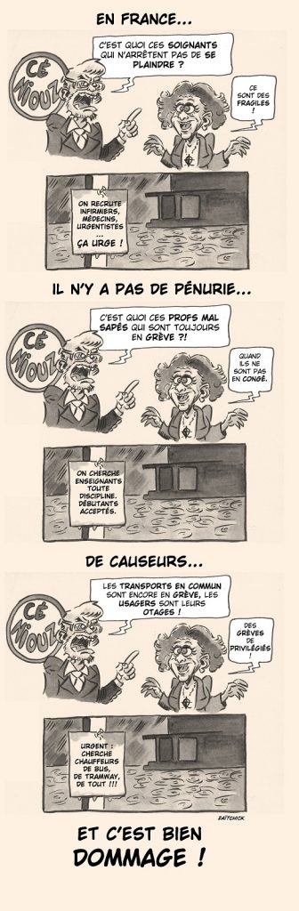 dessin presse humour CNews Pascal Praud image drôle Élisabeth Lévy