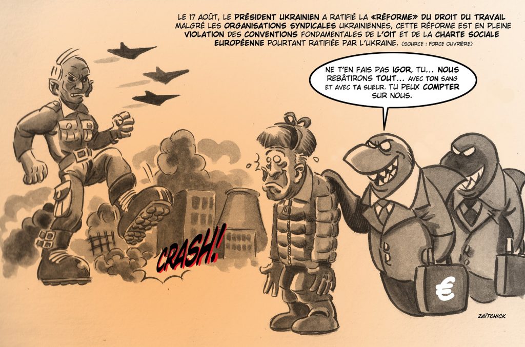 dessin presse humour guerre Ukraine image drôle réforme droit du travail