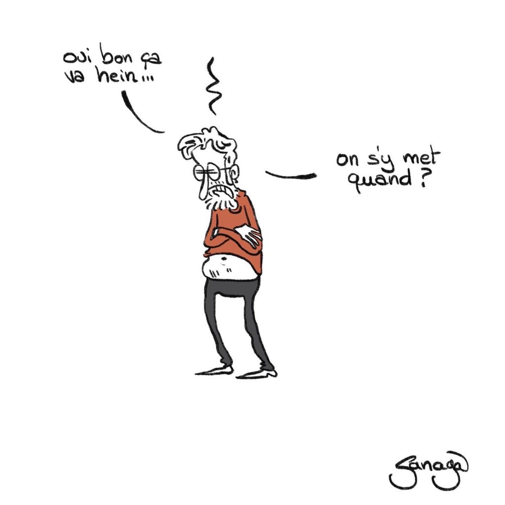 dessin presse humour quarantenaire image drôle décision sport