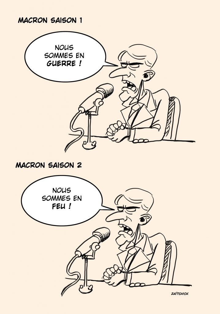 dessin presse humour Emmanuel Macron image drôle incendie de forêts
