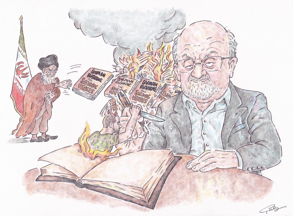 dessin presse humour Salman Rushdie image drôle attaque