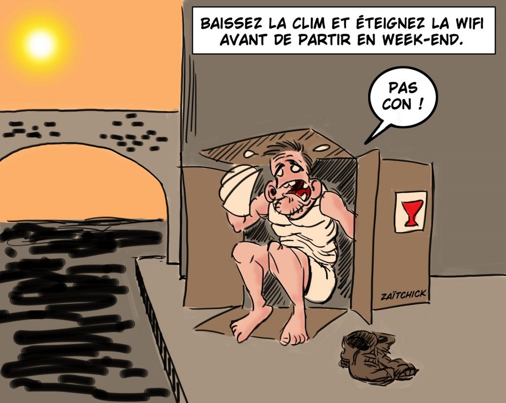 dessin presse humour canicule climatisation image drôle Olivier Véran sobriété