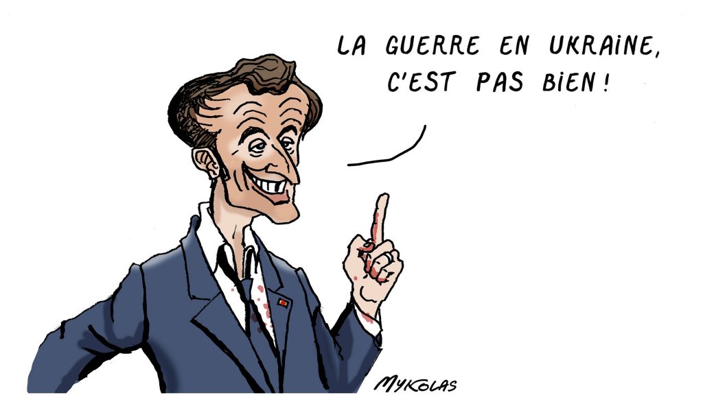 dessin presse humour Emmanuel Macron image drôle guerre Ukraine