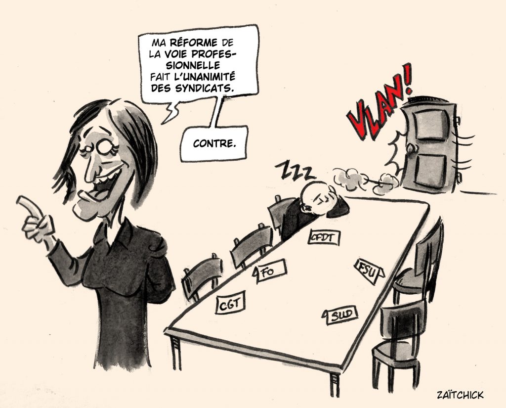 dessin presse humour Carole Grandjean image drôle réforme enseignement professionnel