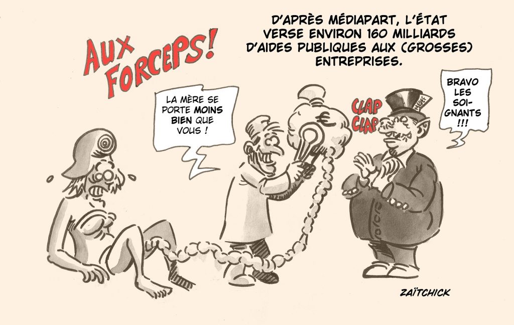 dessin presse humour aides publiques image drôle grosses entreprises