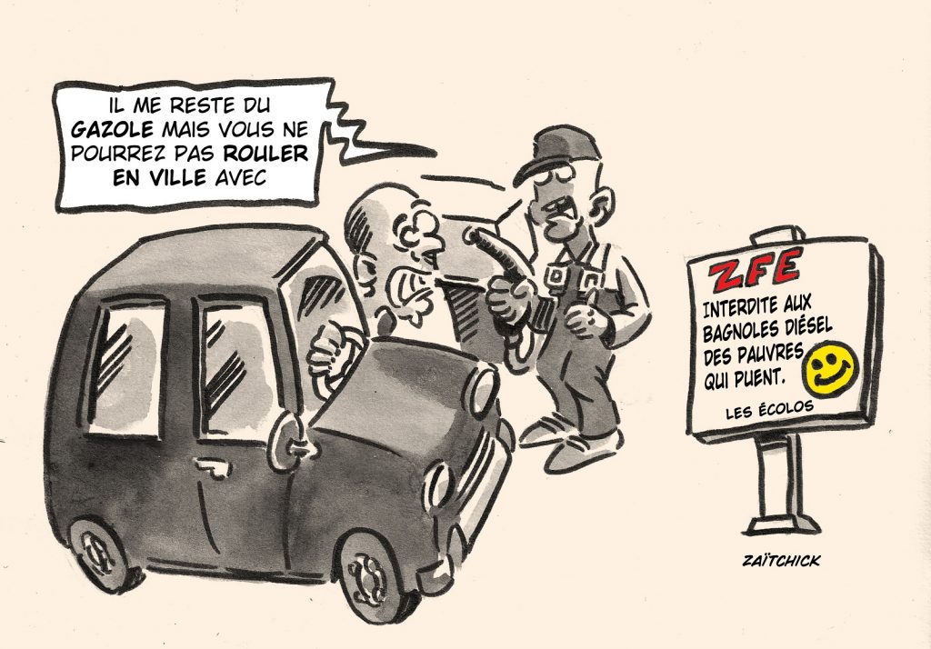 dessin presse humour pénurie carburant image drôle zone faibles émissions ZFE