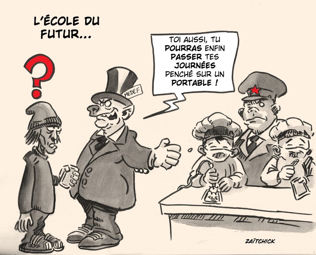 dessin presse humour réforme enseignement professionnel image drôle Medef privatisation